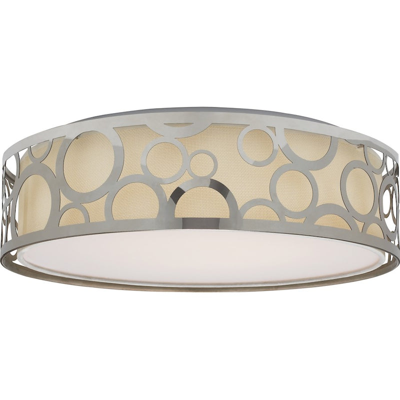 Nuvo Lighting Filigree 14in 1-Light LED Flush Mount | Contemporary Polished Nickel Metal | Bedroom & Hallway Ceiling Light | 14 x 14 x 4.25 | Model 62-988