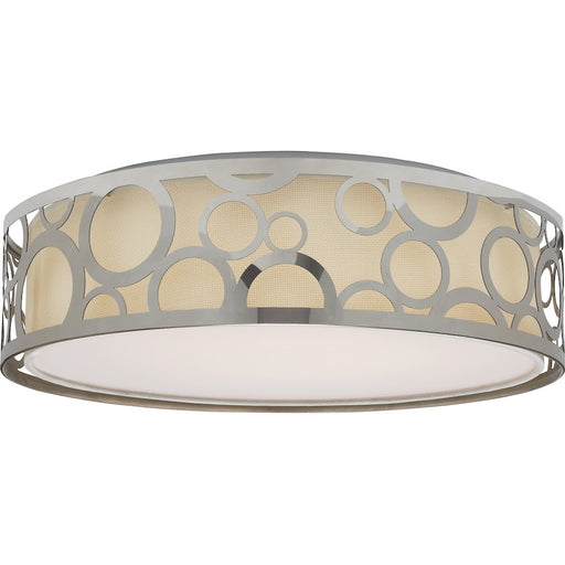 Nuvo Lighting Filigree 14in 1-Light LED Flush Mount | Contemporary Polished Nickel Metal | Bedroom & Hallway Ceiling Light | 14 x 14 x 4.25 | Model 62-988