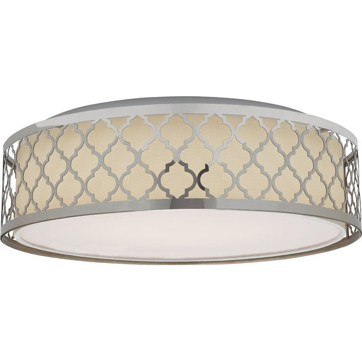 Nuvo Lighting Filigree 14in 1-Light LED Flush Mount | Contemporary Polished Nickel and Acrylic | Bedroom & Hallway Ceiling Light | 1200 | Model 62-989