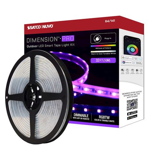Nuvo Lighting Pro Tape 393in 1-Light LED Tape Light | Utility White RGB and Tunable White | Outdoor Deck & Patio Accent | 393.7 x 0.55 in | Model 64-141