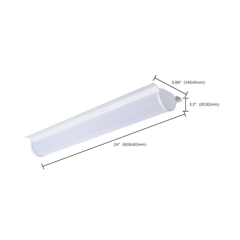 Nuvo 65-1030 2ft LED Strip Light | Gloss White Steel & Frosted Lens | Garage & Workshop Utility Lighting | 1950-3250 Lumens, 3 CCT | Model 65-1030