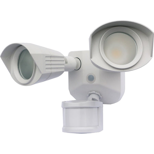 Nuvo LED Security Light Dual Head White 20W 1900lm | Utility Motion Sensor | Garage & Backyard Flood Light | 3000K Warm White, Wet Location | Model 65-211