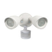 Nuvo 65-711 9in Dual-Head LED Security Light | Modern Contemporary White Die-Cast Aluminum with Motion Sensor | Outdoor Entryway & Garage | Model 65-711