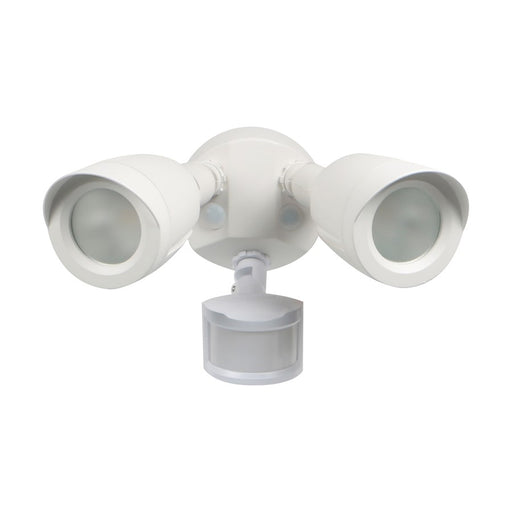 Nuvo 65-711 9in Dual-Head LED Security Light | Modern Contemporary White Die-Cast Aluminum with Motion Sensor | Outdoor Entryway & Garage | Model 65-711