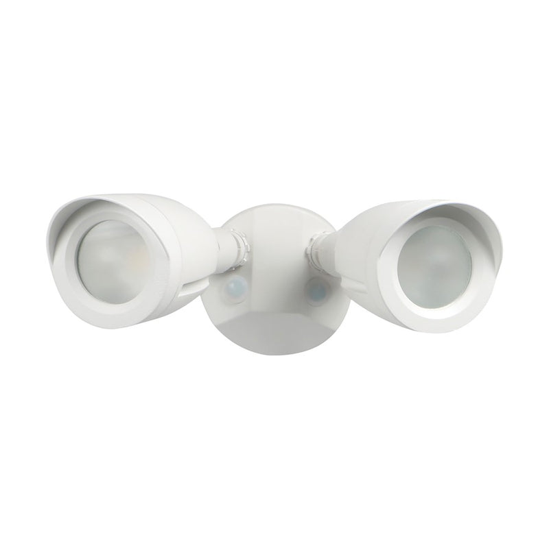 Nuvo Lighting LED Dual Head Security Light | Modern Contemporary White Die-Cast Aluminum | Outdoor & Commercial Motion-Activated | 4000K | Model 65-716