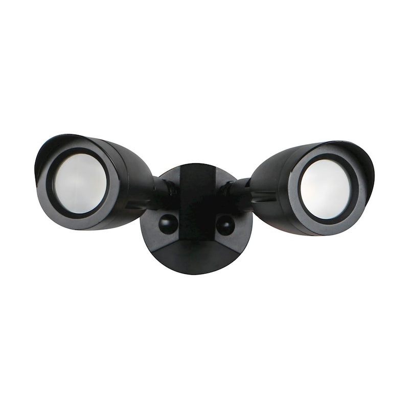 Nuvo Lighting 65-720 9in Dual-Head LED Security Light | Modern Contemporary Black Die-Cast Aluminum | Outdoor Entryway & Garage Wall Sconce | Model 65-720
