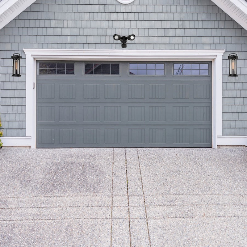 Nuvo Lighting LED Security Light Dual Head Motion Sensor | Modern Contemporary Black Die-Cast Aluminum | Outdoor Entryway & Garage Security | Model 65-721