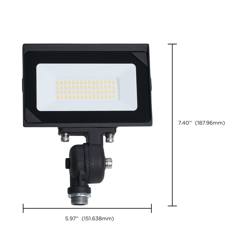 Nuvo 30W LED Flood Light | Utility Bronze Die-Cast Aluminum | Outdoor Area & Site Lighting | 5.97 x 1.02 x 7.4 in | Model 65-727