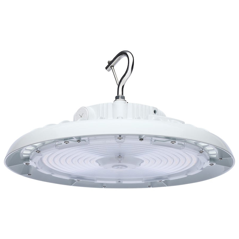 Nuvo Lighting 65-813 13in Round LED High Bay | White Utility Die-Cast Aluminum | Commercial Warehouse & Garage | 150W-200W Selectable | Model 65-813