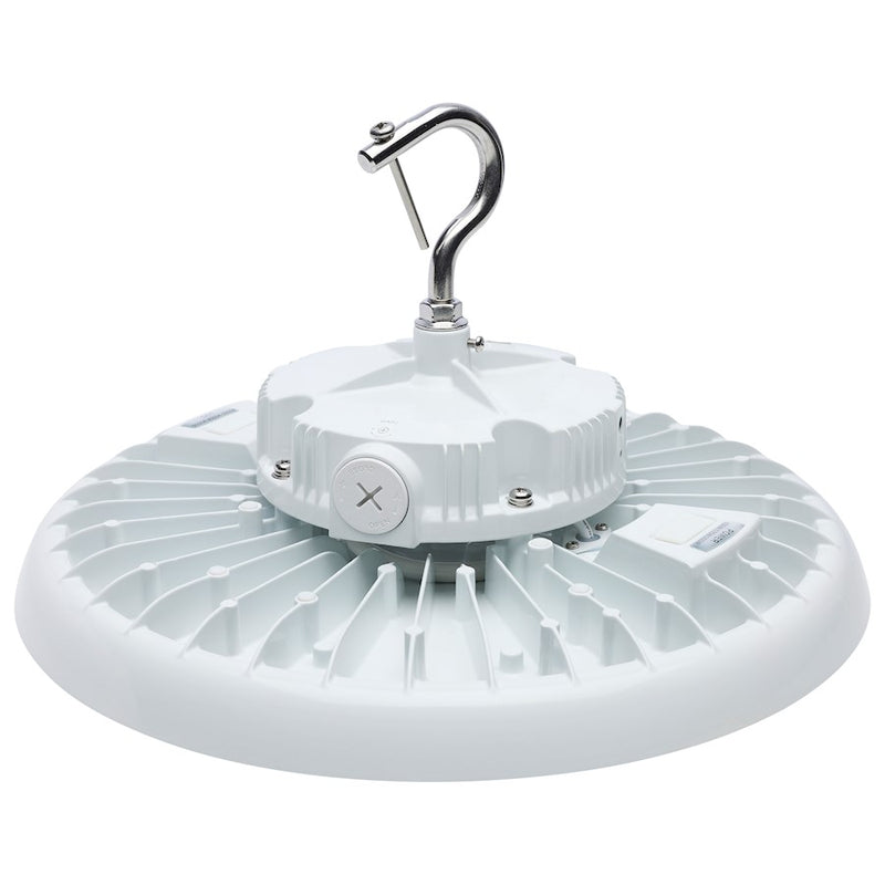 Nuvo Lighting 65-813 13in Round LED High Bay | White Utility Die-Cast Aluminum | Commercial Warehouse & Garage | 150W-200W Selectable | Model 65-813