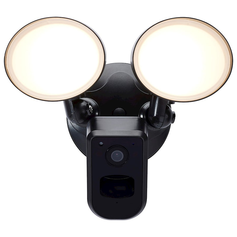 Nuvo Lighting 65-931 20W Smart Security Flood Light with Camera | Black Adjustable Bullet Heads | Outdoor & Driveway Motion Light | 1600 | Model 65-931