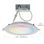 Nuvo Lighting Starfish 6in 12W LED Downlight | Modern White Smart RGB+Tunable White | Bathroom & Kitchen Recessed | 7.2 x 7.2 x 1.5 in | Model S11280