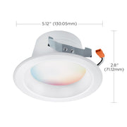 Nuvo Lighting S11285 4in LED Recessed Downlight | Modern White Smart RGB+Tunable White | Bathroom & Kitchen Recessed Light | 700 Lumens, 90 | Model S11285