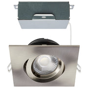 Nuvo Satco S11623R1 4in LED Recessed Downlight | Brushed Nickel Utility Gimbaled | Bathroom & Covered Patio Wet Location | 850 Lumens 12W | Model S11623R1