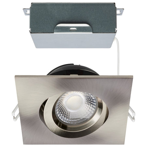 Nuvo Satco S11623R1 4in LED Recessed Downlight | Brushed Nickel Utility Gimbaled | Bathroom & Covered Patio Wet Location | 850 Lumens 12W | Model S11623R1