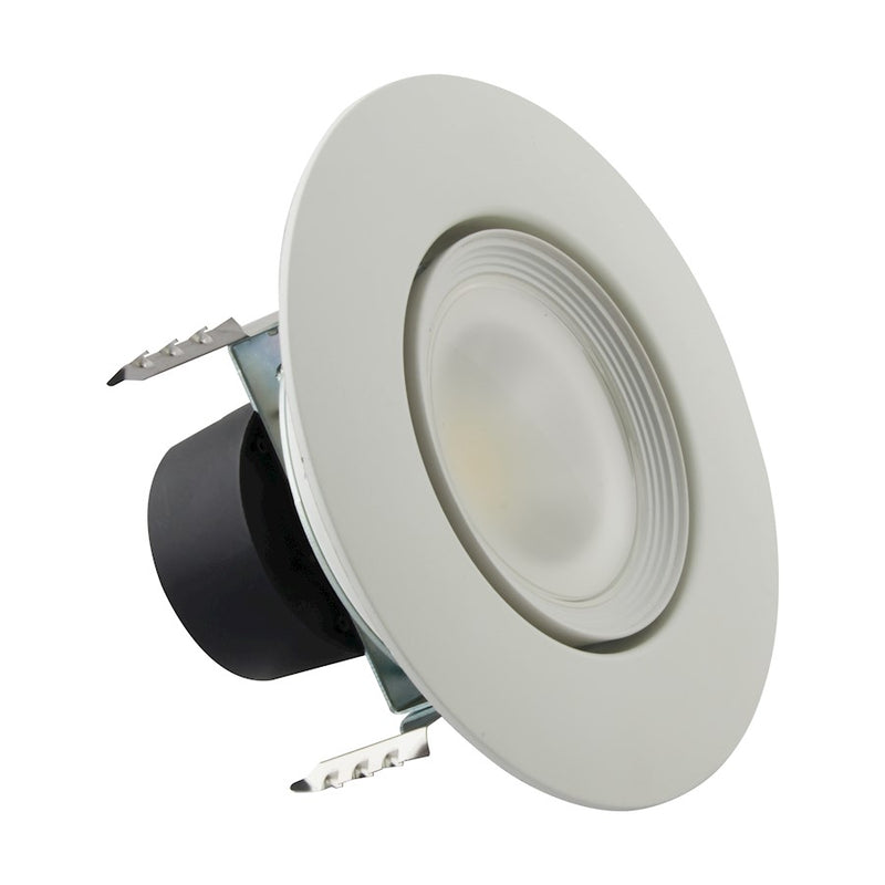 Nuvo Satco 4in LED Retro Downlight Gimbaled | Modern White Finish | Kitchen & Bathroom Damp Location | 600 Lumens, 5 CCT Options, 7.5W | Model S11822
