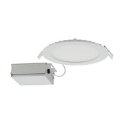 Nuvo Lighting 6in 12W LED Direct Wire Downlight | Utility White Finish | Wet Location & Shallow Ceilings | 900-980 Lumens, 2700K-5000K | Model S11827