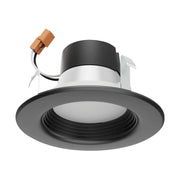 Nuvo Lighting 4in 7W LED Downlight Retrofit | Utility Black Aluminum | Kitchen & Office Recessed Light | 600 Lumens, CCT Selectable | Model S11832
