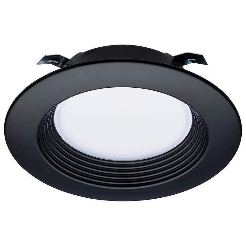 Nuvo Satco 4in LED Retrofit Downlight | Contemporary Black Trim with Stepped Baffle | Kitchen & Bathroom Recessed Lighting | 600 Lumens | Model S11832R1