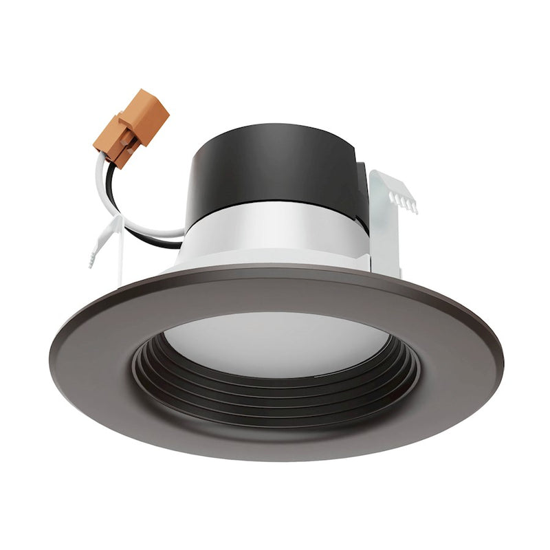 Nuvo Lighting 4in LED Downlight Retrofit | Utility Bronze Aluminum and Plastic Lens | Kitchen & Bathroom Recessed Light | 600 Lumens, CCT | Model S11834