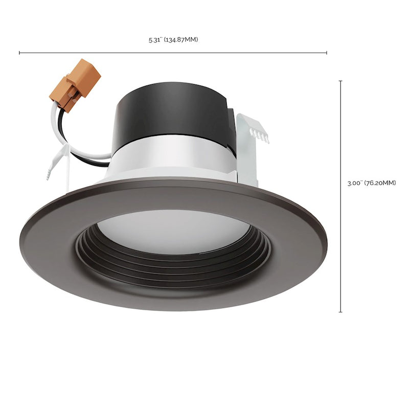 Nuvo Lighting 4in LED Downlight Retrofit | Utility Bronze Aluminum and Plastic Lens | Kitchen & Bathroom Recessed Light | 600 Lumens, CCT | Model S11834