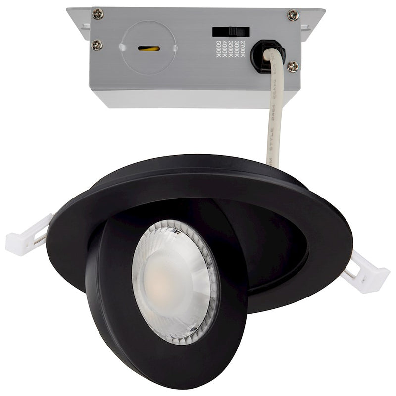 Nuvo Lighting S11842 5in 1-Light Recessed Downlight | Utility Black Gimbaled LED | Kitchen & Bathroom Damp Location | 5 x 5 x 1 in, 9W | Model S11842