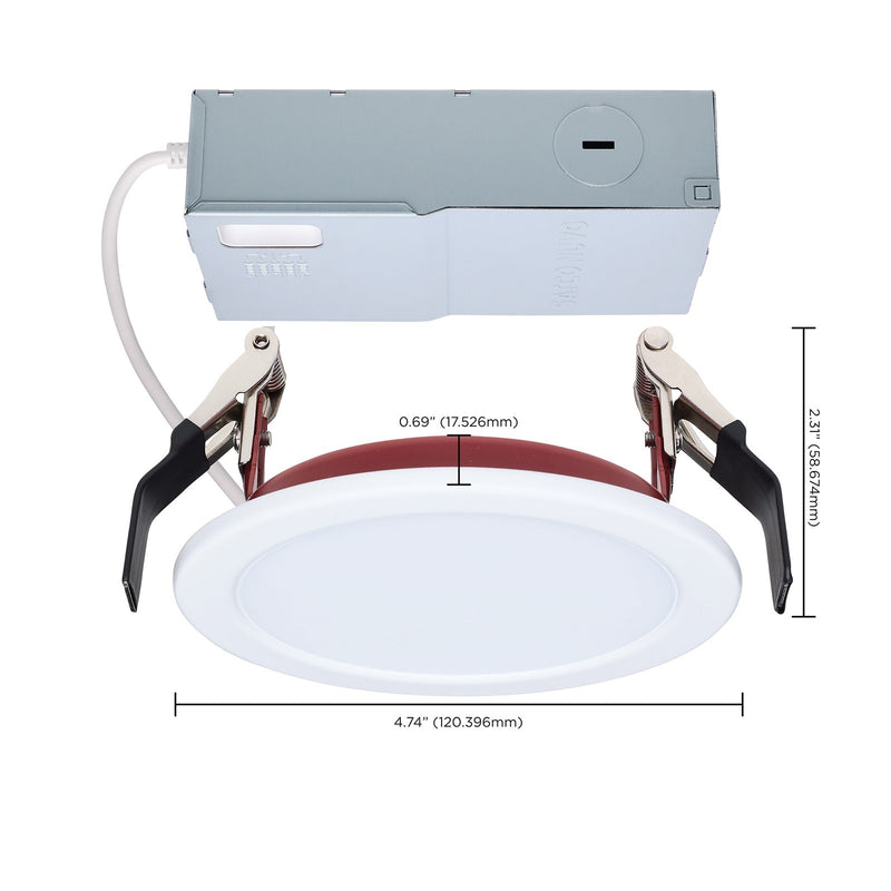 Nuvo Fire Rated 4in 10W LED Downlight | Specialty White/Red Flat Lens | Kitchens & Hallways | 820 Lumens, CCT Selectable, Dimmable | Model S11864R1
