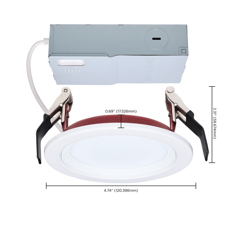 Nuvo Fire Rated 4in 10W LED Downlight | Specialty White/Red Step Baffle | Kitchens & Hallways | 820 Lumens, CCT Selectable, Dimmable | Model S11865R1