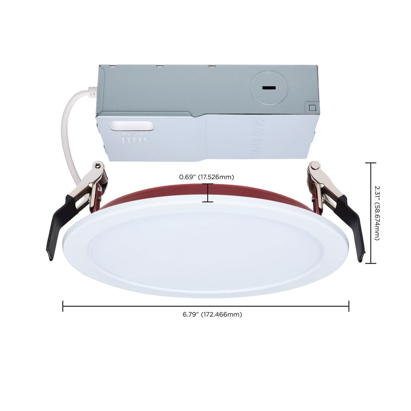 Nuvo Lighting S11866R1 6in Fire-Rated LED Downlight | Flat Lens White Finish | Kitchen & Living Room Recessed | 6.79 x 6.79 x 0.88 in | Model S11866R1