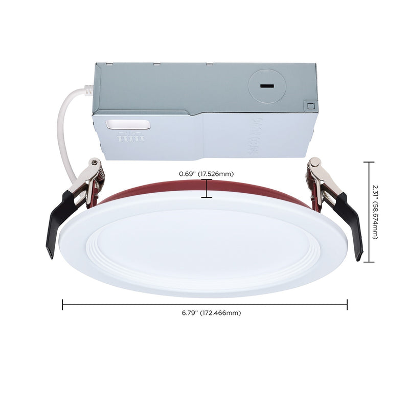 Nuvo Lighting S11867R1 6in Fire-Rated LED Downlight | Step Baffle White Finish | Kitchen & Living Room Recessed | Model S11867R1