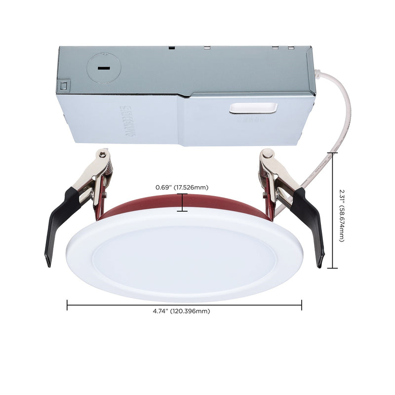 Nuvo S11868R1 10W LED Fire Rated Recessed Downlight | White & Red, 4in Flat Lens | Bathroom & Kitchen Ceiling Lighting | 820 Lumens | Model S11868R1