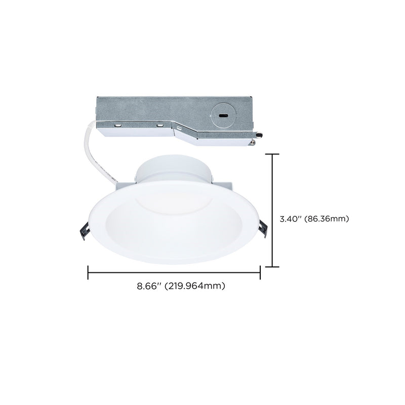 Nuvo Performer 8in Round LED Downlight | Utility Matte White | Commercial & Residential Recessed | 30W/22W/16W Selectable | Model S13512