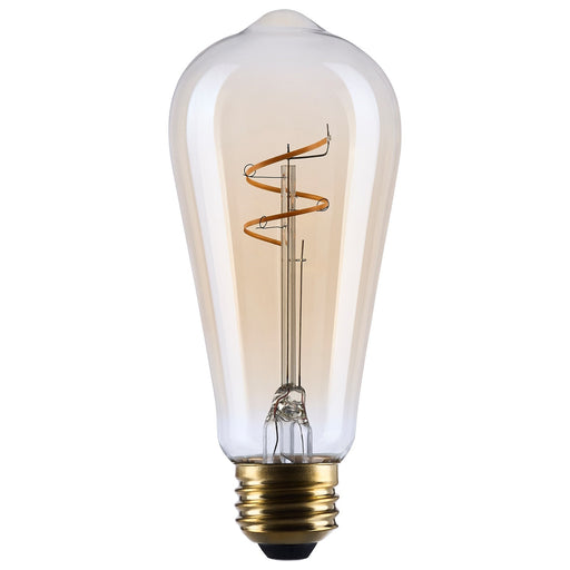 Nuvo Lighting S14206 3.5W ST19 LED Bulb | Amber Glass Spiral Filament | Restaurants & Hospitality | 300 Lumens, 2000K, Dimmable, E26 | Model S14206
