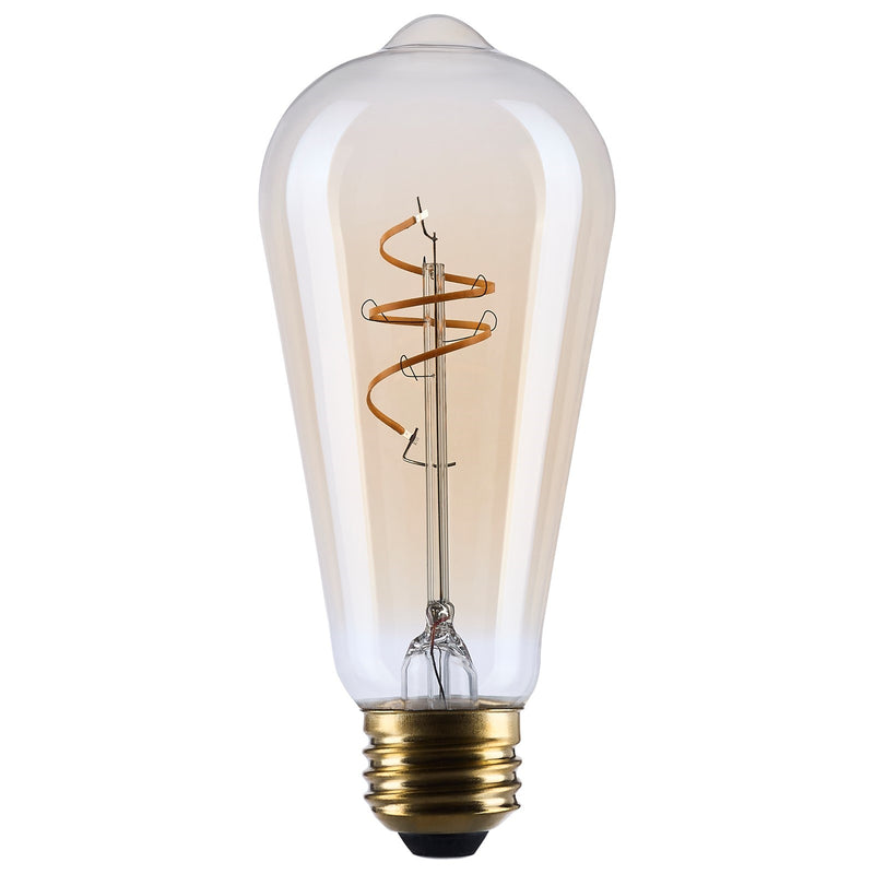 Nuvo Lighting S14207 5.5W ST19 LED Bulb | Amber Glass Spiral Filament | Restaurants & Hospitality | 500 Lumens, 2000K, Dimmable, E26 | Model S14207