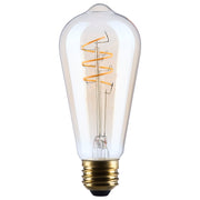 Nuvo Lighting S14208 8W ST19 LED Bulb | Amber Glass Spiral Filament | Restaurants & Hospitality | 800 Lumens, 2000K, Dimmable, E26 | Model S14208