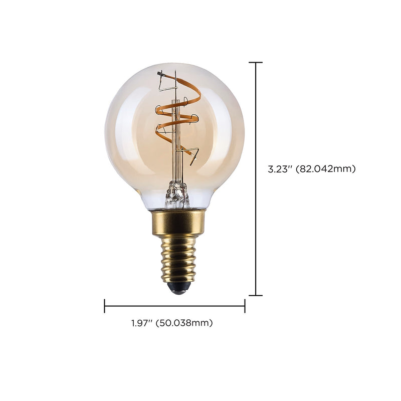 Nuvo Lighting S14209 3.5W G16.5 LED Bulb | Amber Glass Spiral Filament | Restaurants & Hospitality | 300 Lumens, 2000K, Dimmable, E12 | Model S14209