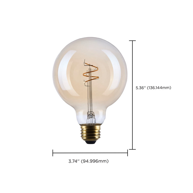 Nuvo Lighting S14212 G30 LED Bulb | Amber Glass Spiral Filament | Restaurants & Hospitality | 300 Lumens, 2000K, Dimmable | Model S14212