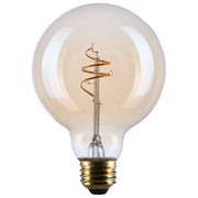 Nuvo Lighting S14213 G30 LED Bulb | Amber Glass Spiral Filament | Restaurants & Hospitality | 500 Lumens, 2000K, Dimmable | Model S14213