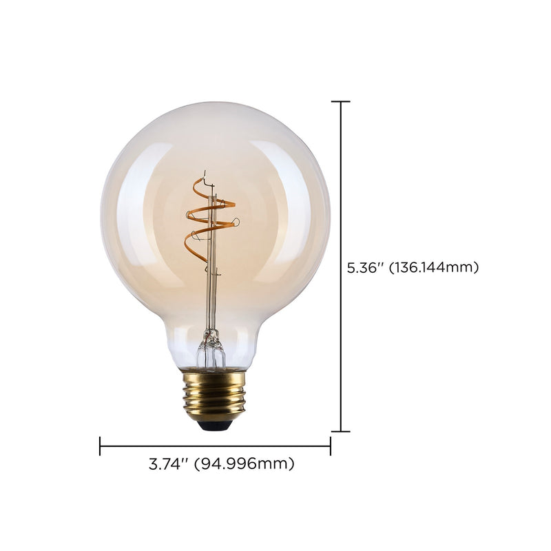 Nuvo Lighting S14213 G30 LED Bulb | Amber Glass Spiral Filament | Restaurants & Hospitality | 500 Lumens, 2000K, Dimmable | Model S14213
