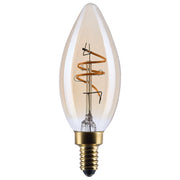 Nuvo Lighting S14218 3.5W C11 LED Bulb | Amber Glass Spiral Filament | Chandeliers & Sconces | 300 Lumens, 2000K, Dimmable | Model S14218