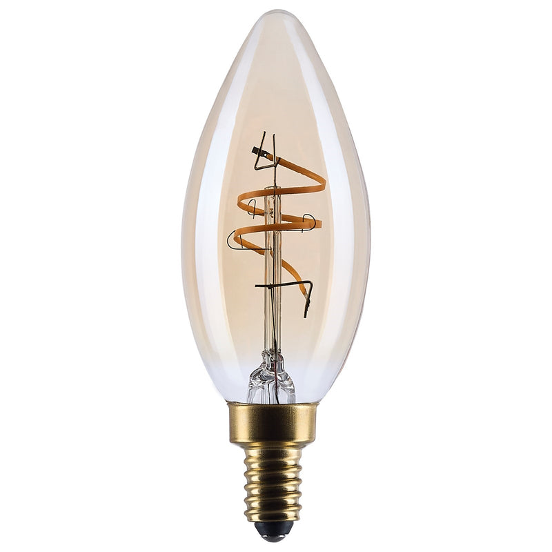Nuvo Lighting S14218 3.5W C11 LED Bulb | Amber Glass Spiral Filament | Chandeliers & Sconces | 300 Lumens, 2000K, Dimmable | Model S14218