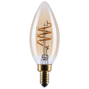 Nuvo Lighting S14219 5.5W C11 LED Bulb | Amber Glass Spiral Filament | Chandeliers & Sconces | 500 Lumens, 2000K, Dimmable | Model S14219