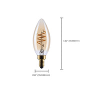 Nuvo Lighting S14219 5.5W C11 LED Bulb | Amber Glass Spiral Filament | Chandeliers & Sconces | 500 Lumens, 2000K, Dimmable | Model S14219