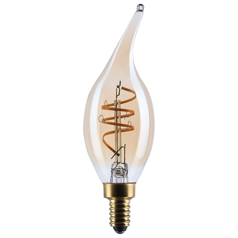 Nuvo Lighting S14221 5.5W CA11 LED Bulb | Amber Glass Spiral Filament | Chandeliers & Sconces | 500 Lumens, 2000K, Dimmable | Model S14221