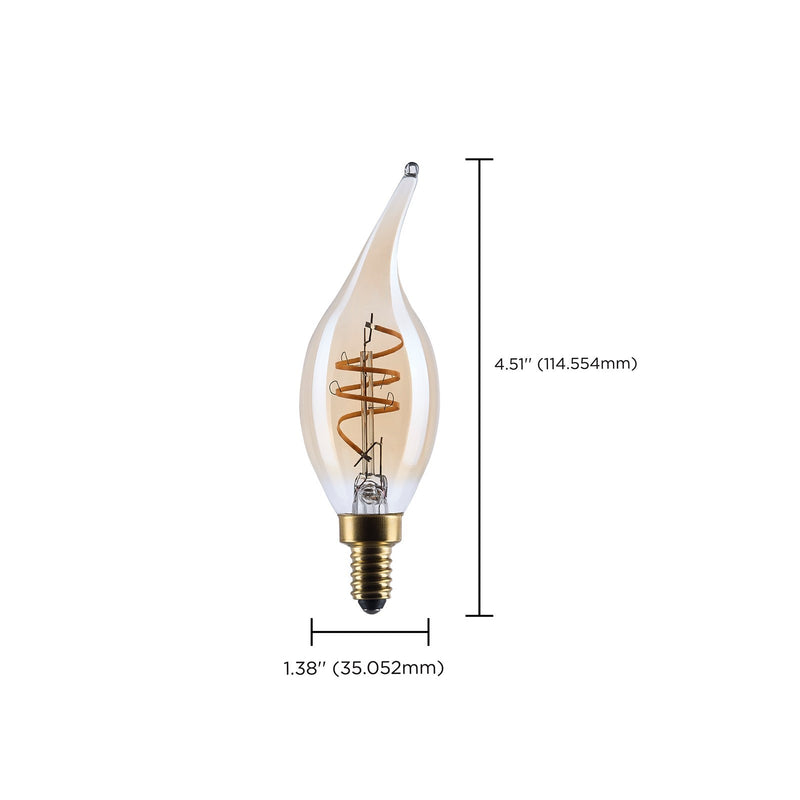 Nuvo Lighting S14221 5.5W CA11 LED Bulb | Amber Glass Spiral Filament | Chandeliers & Sconces | 500 Lumens, 2000K, Dimmable | Model S14221
