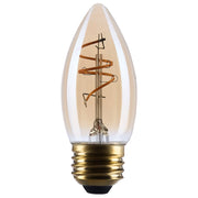 Nuvo Lighting S14222 3.5W C11 LED Bulb | Amber Glass Spiral Filament | 2000K Warm White, 300 Lumens, Dimmable, E26 Medium Base | Model S14222