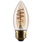 Nuvo Lighting S14223 5.5W C11 LED Bulb | Amber Glass Spiral Filament | 2000K Warm White, 500 Lumens, Dimmable, E26 Medium Base | Model S14223