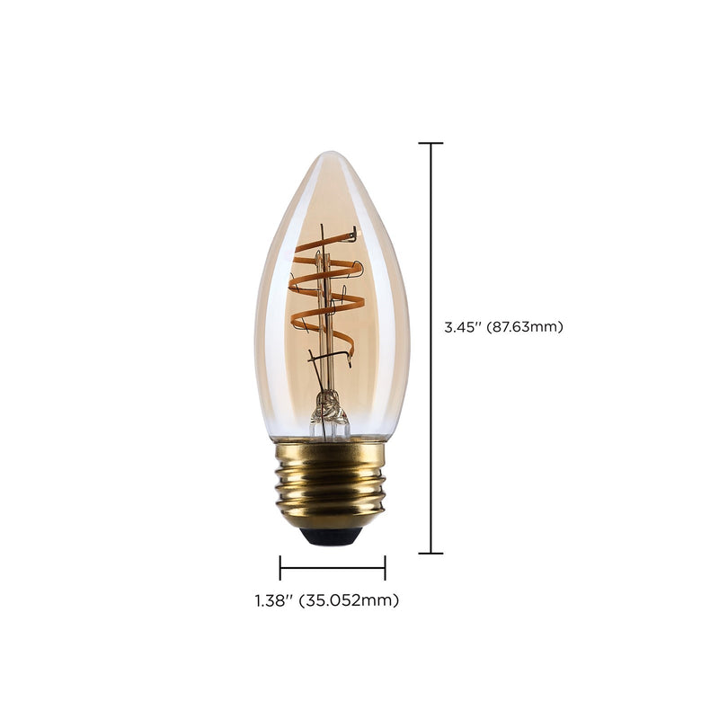 Nuvo Lighting S14223 5.5W C11 LED Bulb | Amber Glass Spiral Filament | 2000K Warm White, 500 Lumens, Dimmable, E26 Medium Base | Model S14223