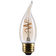 Nuvo Lighting S14224 3.5W CA11 LED Bulb | Amber Glass Spiral Filament | 2000K Warm White, 300 Lumens, Dimmable, E26 Medium Base | Model S14224