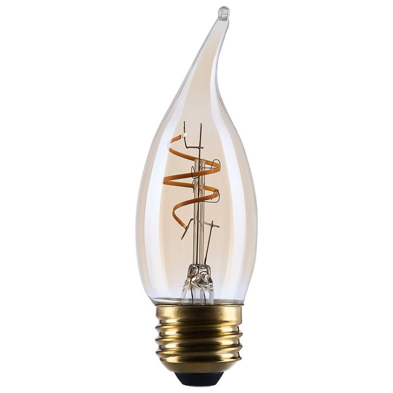 Nuvo Lighting S14224 3.5W CA11 LED Bulb | Amber Glass Spiral Filament | 2000K Warm White, 300 Lumens, Dimmable, E26 Medium Base | Model S14224